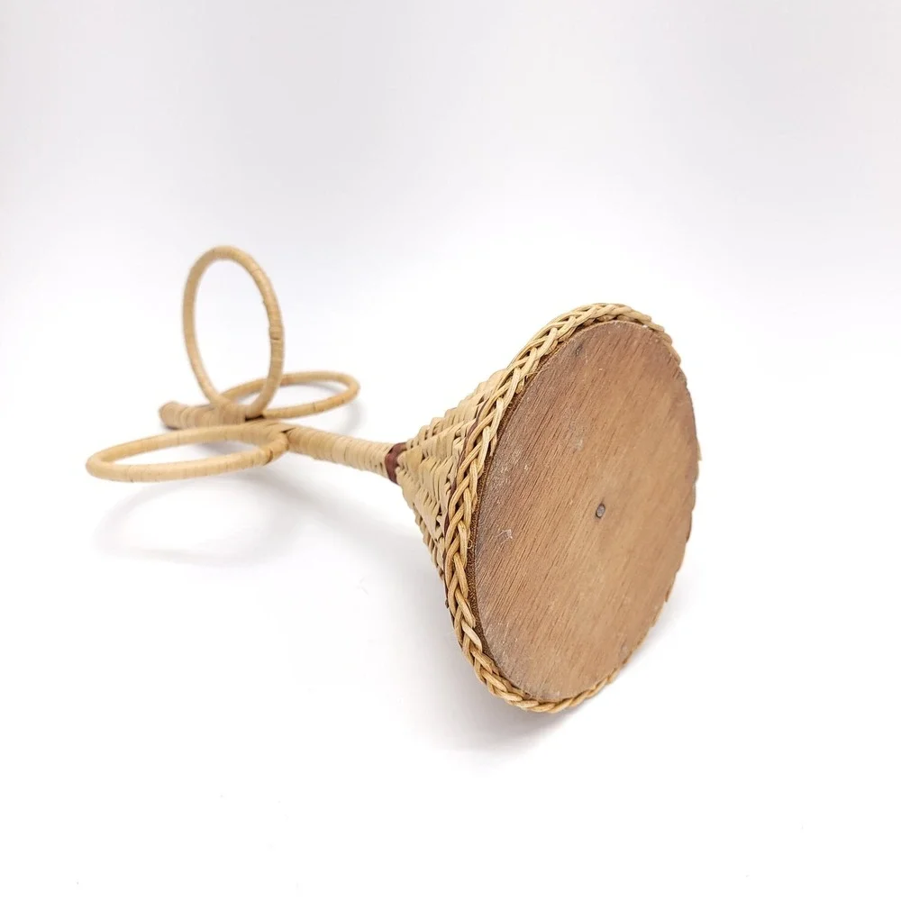 Vintage Boho Wicker‎ Rattan Bathroom Towel Rack Counter Top Holder Bamboo